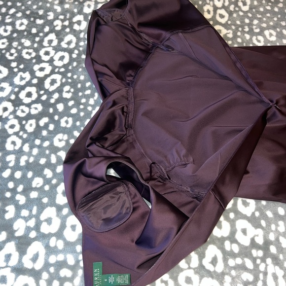 Ralph Lauren Deep Purple Satin Cocktail Dress/Ruched Waist/Size 6 - Picture 13 of 14